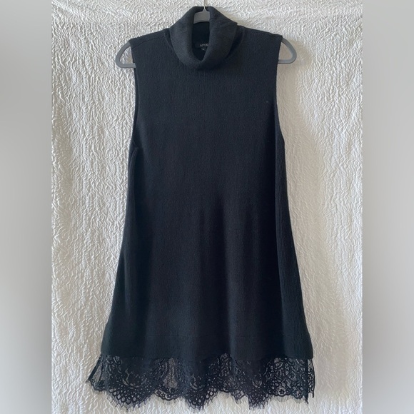 Apt.9 Turtleneck Sleeveless  Lace Hem Knit Sweater Mini Dress - Picture 1 of 6